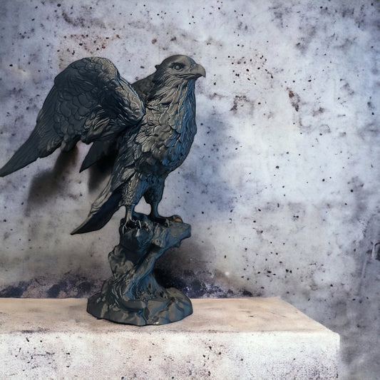 Carbon Fiber 3D Printed Eagle Statue - Majestic Wingspread atop Tree Branch - Unique Art Collectible