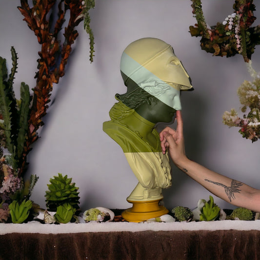Exclusive Full-Scale 3D Printed Succulent-Colored Minerva Bust