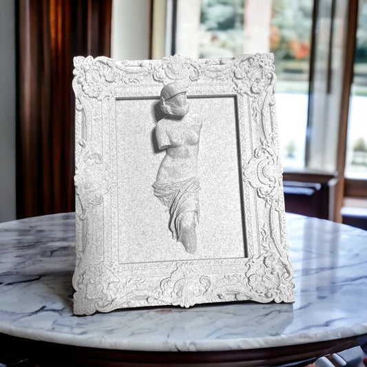 Framed Marble Statue Wall Art - Halo ODST x Venus de Milo Fusion Wall-Mounted Sculpture 3D Printed